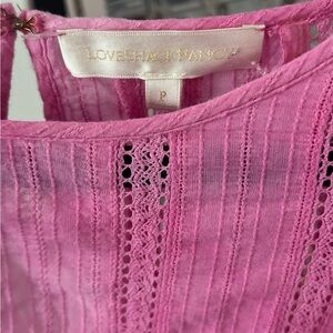 LOVESHACKFANCY Natasha Short Sleeve Eyelet Mini Dress Begonia Size XXS (P)